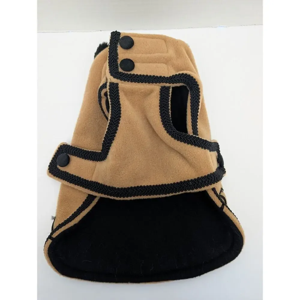 Tan And Black Austin Coterie Dog Coat Size 10 Faux Fur Collar Western Scroll